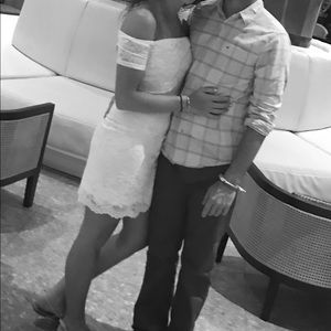 Off the Shoulder White Lace Dress